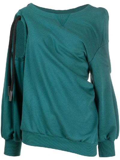Diesel Twist-draped Cold-shoulder Sweatshirt In Blue