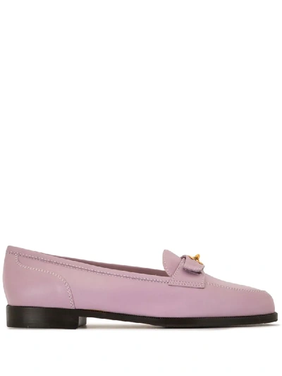 Pre-owned Chanel Cc Turnlock Loafers In Purple