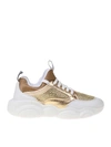 MOSCHINO TEDDY LEATHER AND FABRIC trainers IN GOLD colour