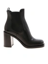 PRADA BRUSHED LEATHER ANKLE BOOTS IN BLACK