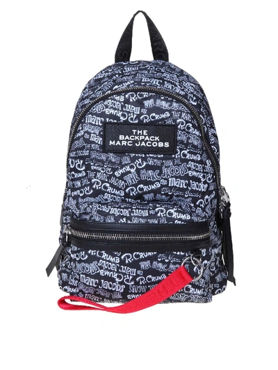 Marc Jacobs Backpack In Nylon Colour Black With Contrast Print