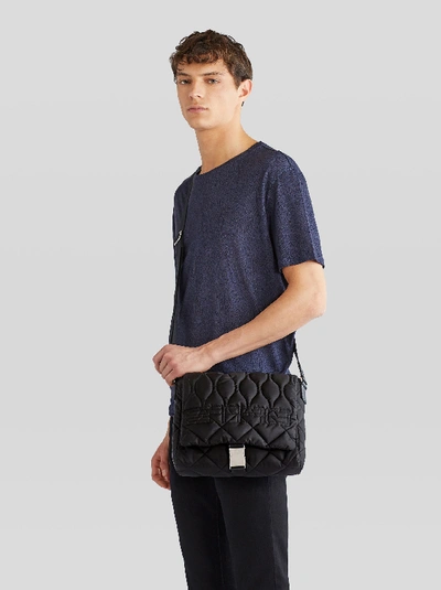 Etro Matelassé Nylon Messenger Bag With Logo In Black