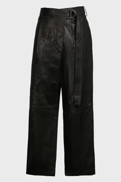 Helmut Lang High-waist Wrap Leather Trousers In Black