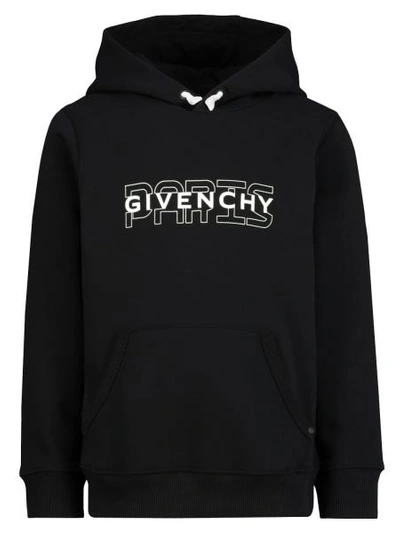 Givenchy Kids' Long Sleeve Graphic Logo Print Hoodie In Black