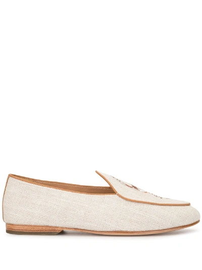 Shanghai Tang Catch Me If You Can Embroidered Loafers In Neutrals