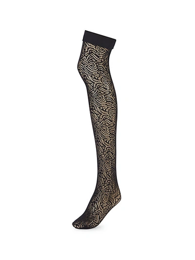 Wolford True Blossom Stay-up Tights In Black