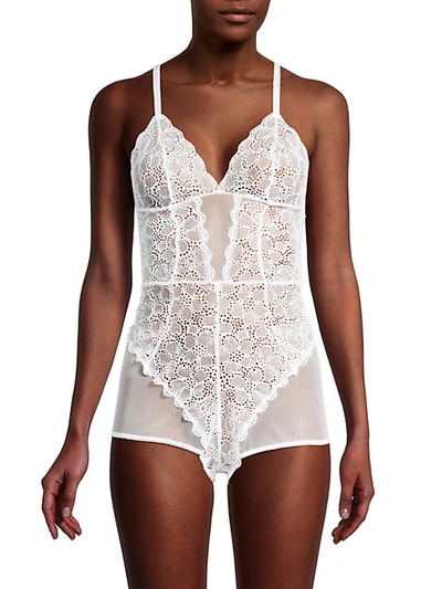 Dkny Superior Lace Romper Teddy In White