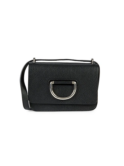 Burberry D-ring Pebbled Leather Crossbody Bag In Black