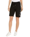 Calvin Klein Performance Logo Stripe High-waist Bike Shorts In Black