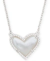 Kendra Scott 14k Gold Plated And Genuine Stone  Ari Heart Pendant Necklace In Ivory Mother Of Pearl