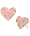 Kendra Scott Stone Heart Stud Earrings In Pink Drusy