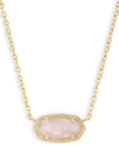 Kendra Scott 14k Gold Plated Elisa Pendant Necklace In Rose Quartz