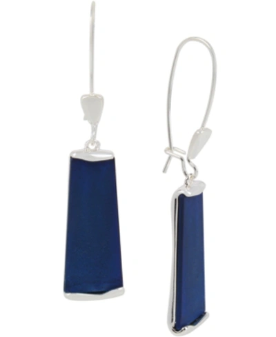 Robert Lee Morris Soho Silver-tone & Blue Patina Geometric Drop Earrings