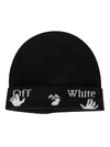 OFF-WHITE BLACK WOOL BEANIE HAT,11439394