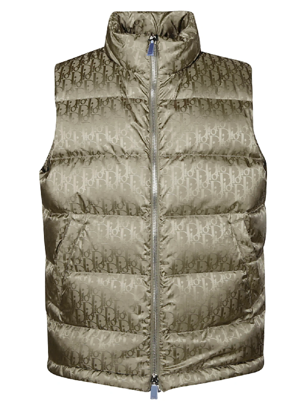Dior High Neck Padded Gilet In Olive Green | ModeSens