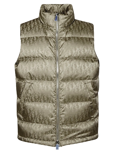 Dior High Neck Padded Gilet In Olive Green ModeSens