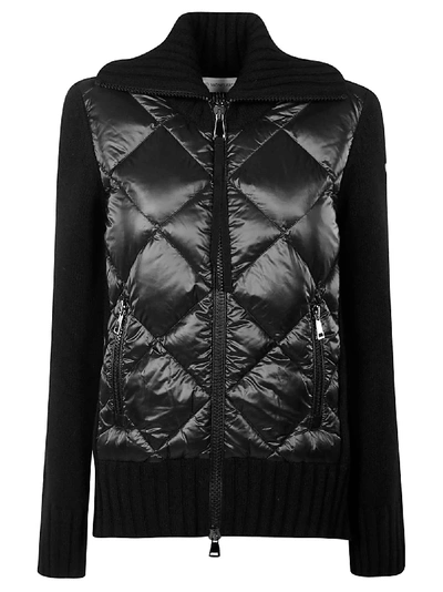 Moncler Quilted Zip Cardigan In Black