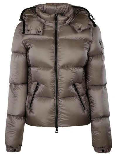 Moncler Buttoned Hood Padded Jacket In Grey