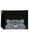 KENZO LOGO EMBROIDERED CLUTCH,11439602