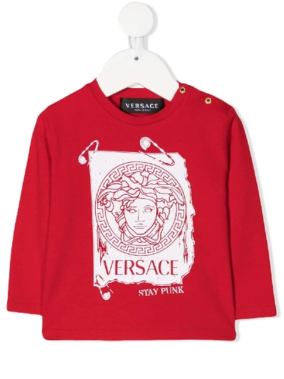 Young Versace Babies' Logo Print T-shirt In Red