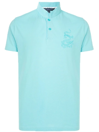 Shanghai Tang Embroidered Logo Polo Shirt In Blue