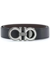 Ferragamo Elegant Reversible Leather Belt With Metallic Buckle In Black