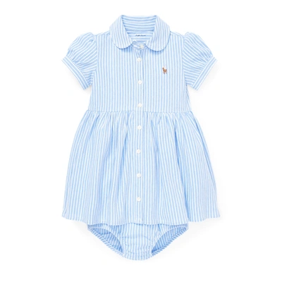 Polo Ralph Lauren Girls' Striped Oxford Dress & Bloomers Set - Baby In Blue