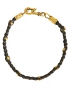 John Varvatos Collection Men's Brass & Leather Braided Bead Bracelet