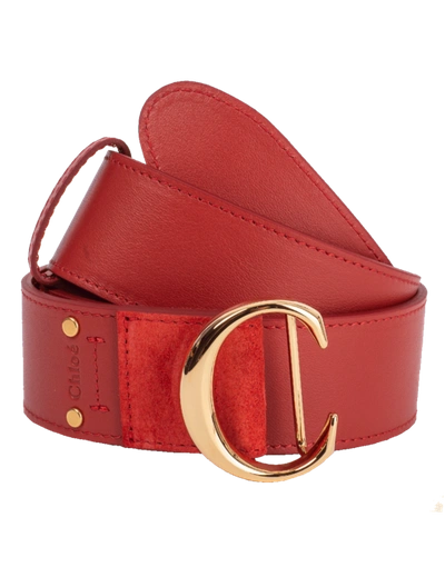 Chloé Buckle Belt In Earthy Red