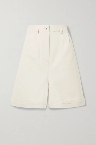 Loewe High-rise Cotton Bermuda Shorts In Ivory
