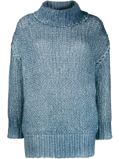 Avant Toi Cable Knit Jumper In Blue