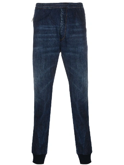 Dsquared2 Ribbed-cuff Denim Track Pants In Blue