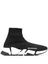 Balenciaga Speed 2.0 Logo-print Glittered Stretch-knit High-top Sneakers In Black