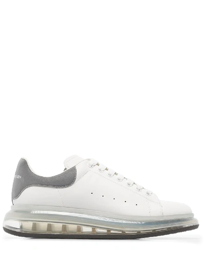 Alexander Mcqueen White & Silver Clear Sole Oversized Trainers In White,grey