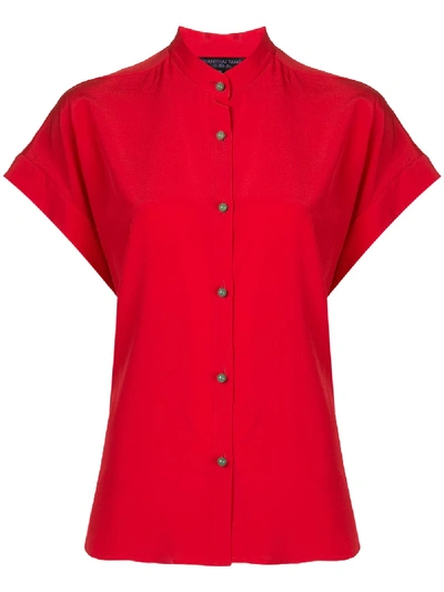 Shanghai Tang Jewel Button Silk Blouse In Red