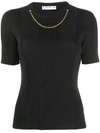 GIVENCHY CHAIN EMBELLISHED RIBBED KNITTED TOP