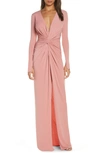 KATIE MAY IN A MOOD PLUNGING LONG SLEEVE GOWN,GKAB0212