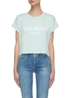 BALMAIN LOGO PRINT CROP T-SHIRT