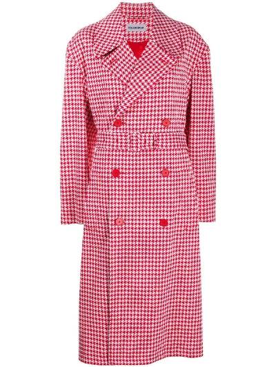 Balenciaga Houndstooth Double-breasted Coat In Pink