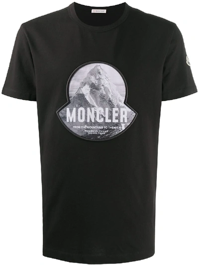 Moncler TシャツMountain Logo Cotton T-Shirt 関税込 Moncler Mountain Logo-printed Cotton T-shirt Black Moncler
