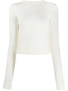 Jil Sander Embroidered Logo Cropped Jumper In White
