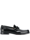 Ferragamo Leather Loafers In Black