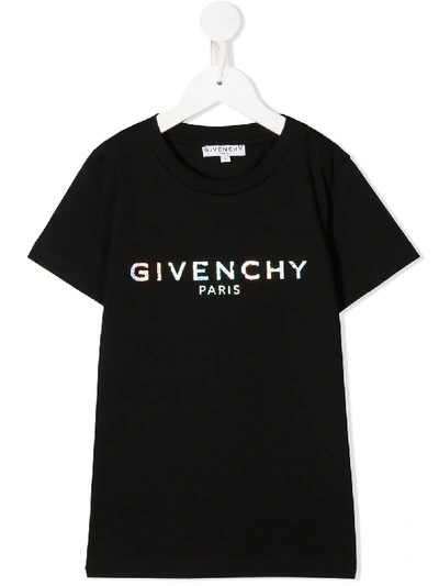 Givenchy Kids' Logo-print Short-sleeved T-shirt In 黑色