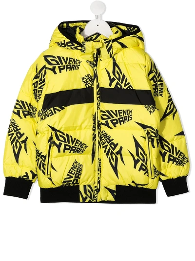 GIVENCHY ジャケット イエロー #38 Givenchy Kids' All Over Logo Print Nylon Down Jacket In