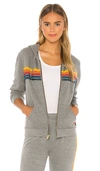 Aviator Nation 5 Stripe Zip Hoodie Heather Grey Xxl In Grey
