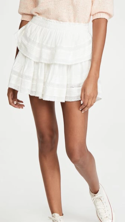 Loveshackfancy Lace-trimmed Mini Ruffle Skirt In White