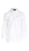 Simone Rocha Bow Detail Poplin Button-up Shirt In White