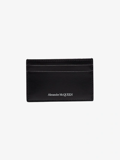 Alexander Mcqueen Embossed Logo Leather Cardholder In Black