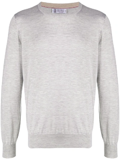 Brunello Cucinelli Rib-trimmed Relaxed-fit Jumper In Grey