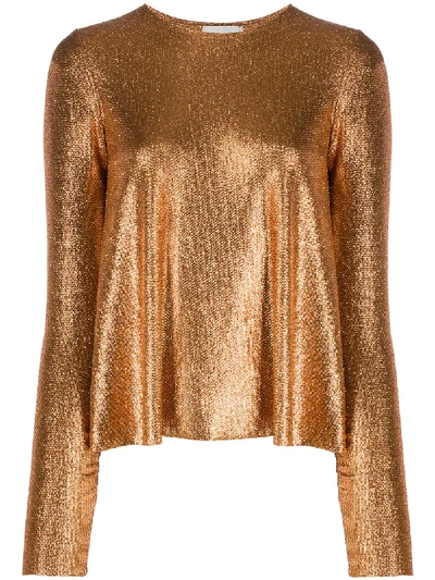 Forte Forte Metallic-effect Long Sleeve Top In Gold